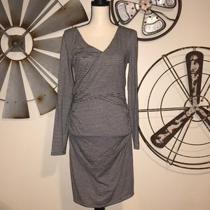 Leith jersey wrap dress! Stripes!